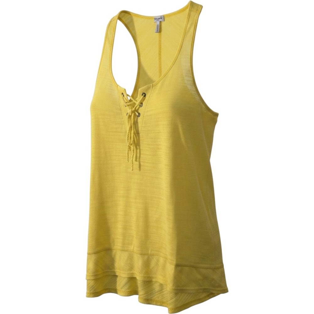 Splendid Womens Yellow Lace Up Slub Knit Racerback Tank Top Medium, light weight